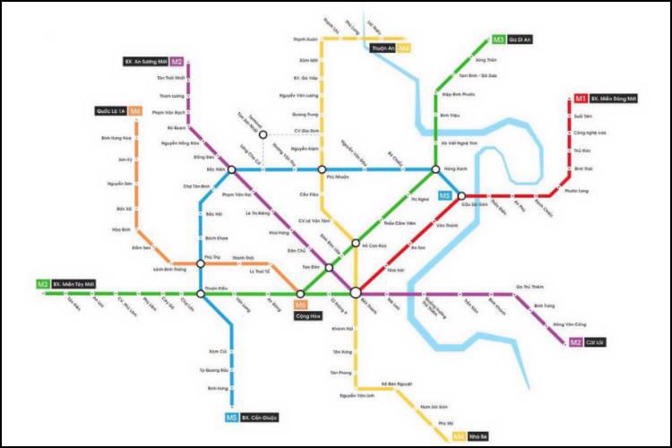 Sơ đồ 8 tuyến metro TP.HCM.