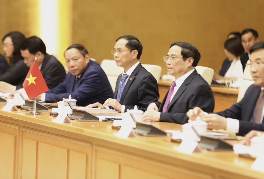 Thủ tướng Phạm Minh Ch&iacute;nh đề nghị Malaysia&nbsp;ủng hộ Việt Nam th&aacute;o gỡ thẻ v&agrave;ng của EC đối với ng&agrave;nh thuỷ sản Việt Nam. Ảnh: Tr&iacute; Phong.