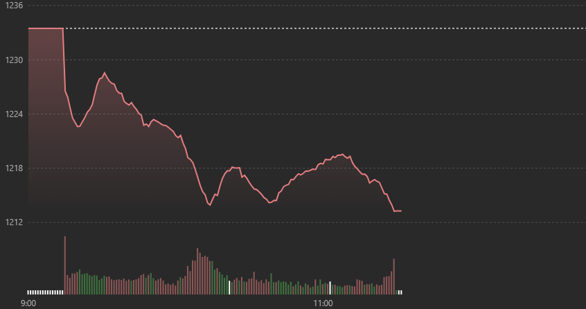 VN-Index lao dốc rất nhanh s&aacute;ng nay.