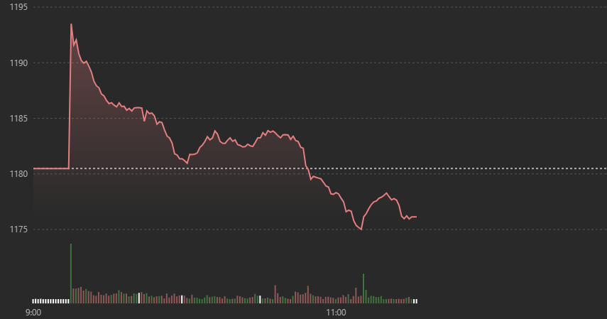 VN-Index trượt d&agrave;i trong phi&ecirc;n s&aacute;ng nay.