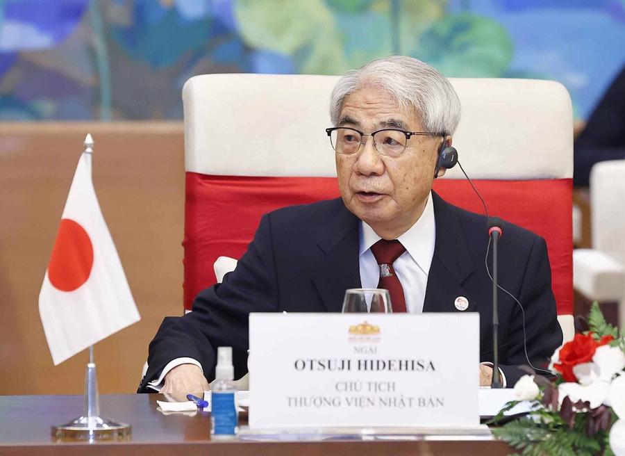 Chủ tịch Thượng viện Nhật Bản Otsuji Hidehisa: "Nhật Bản v&ocirc; c&ugrave;ng ch&uacute; trọng mối quan hệ với Việt Nam". Ảnh: TTXVN.