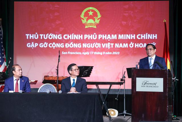 Thủ tướng chia sẻ tại Gặp gỡ cộng đồng người Việt Nam ở Hoa Kỳ. Ảnh: VGP.