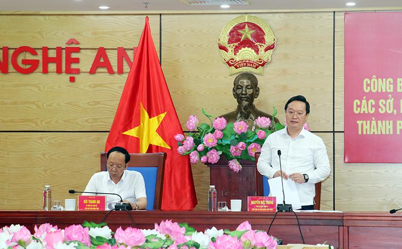 Chủ tịch UBND tỉnh Nghệ An&nbsp;Nguy&ecirc;̃n Đức Trung ph&aacute;t biểu tại hội nghị