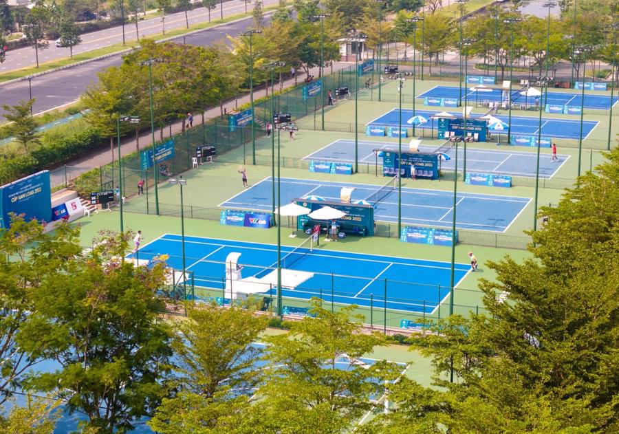Cụm 5 s&acirc;n quần vợt tại Khu đ&ocirc; thị Waterpoint - nơi diễn ra Giải Quần vợt V&ocirc; địch Quốc gia - C&uacute;p Nam Long 2023.