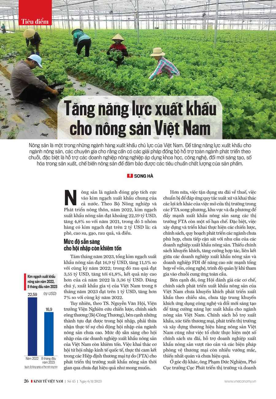 Tăng năng lực xuất khẩu cho nông sản Việt Nam - Ảnh 1
