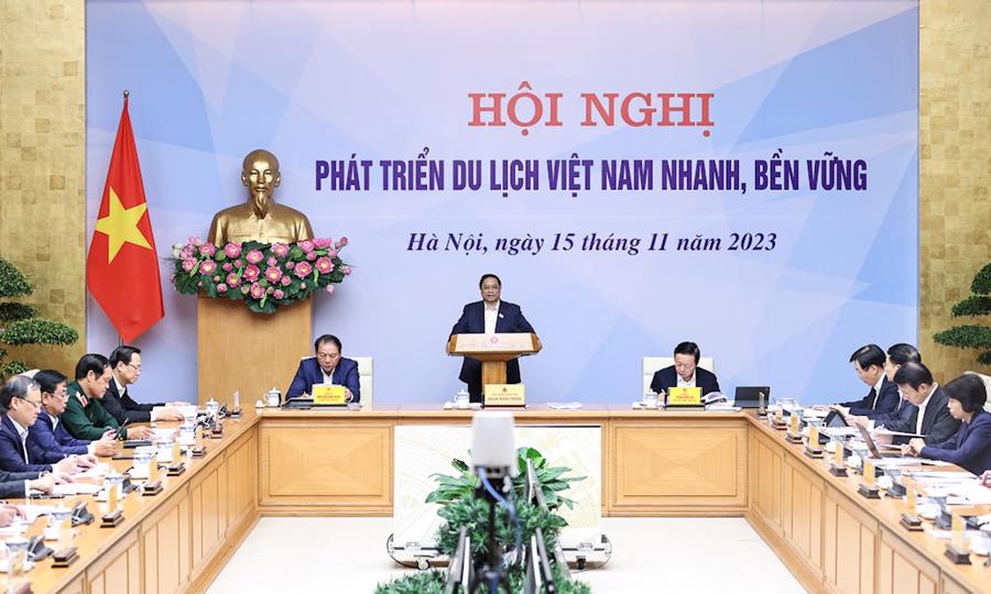 Thủ tướng Ch&iacute;nh phủ Phạm Minh Ch&iacute;nh chủ tr&igrave; hội nghị ph&aacute;t triển du lịch&nbsp;Việt Nam nhanh, bền vững s&aacute;ng ng&agrave;y&nbsp;15/11 tại H&agrave; Nội.