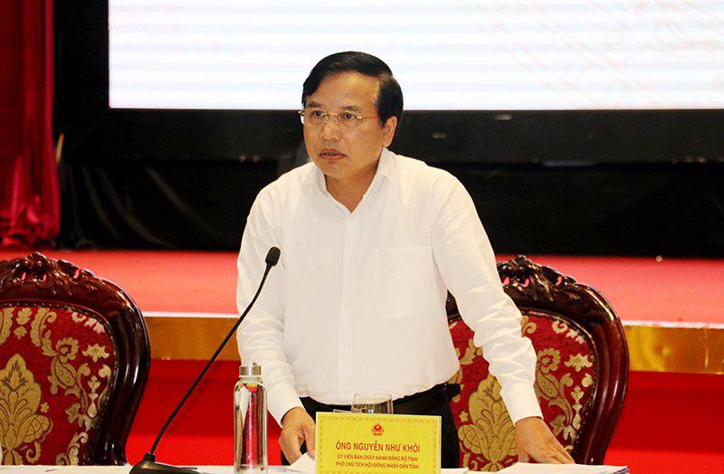 Ph&oacute; Chủ tịch HĐND tỉnh Nghệ An Nguyễn Như Kh&ocirc;i ph&aacute;t biểu tại buổi họp b&aacute;o