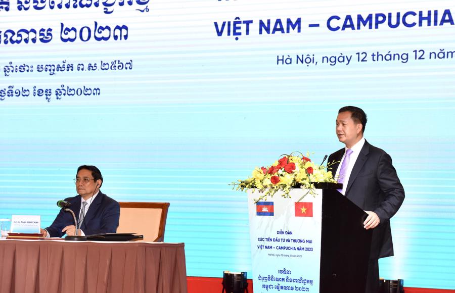 Thủ tướng Hun Manet khẳng định, Ch&iacute;nh phủ Campuchia sẽ nỗ lực, tạo thuận lợi hơn nữa cho c&aacute;c nh&agrave; đầu tư nước ngo&agrave;i, trong đ&oacute; c&oacute; c&aacute;c nh&agrave; đầu tư Việt Nam - Ảnh: VGP.