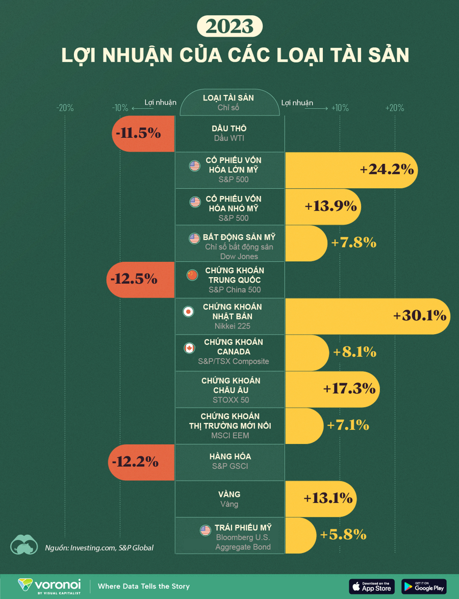 Loại tài sản nào mang lại lợi nhuận lớn nhất trong năm 2023? - Ảnh 1