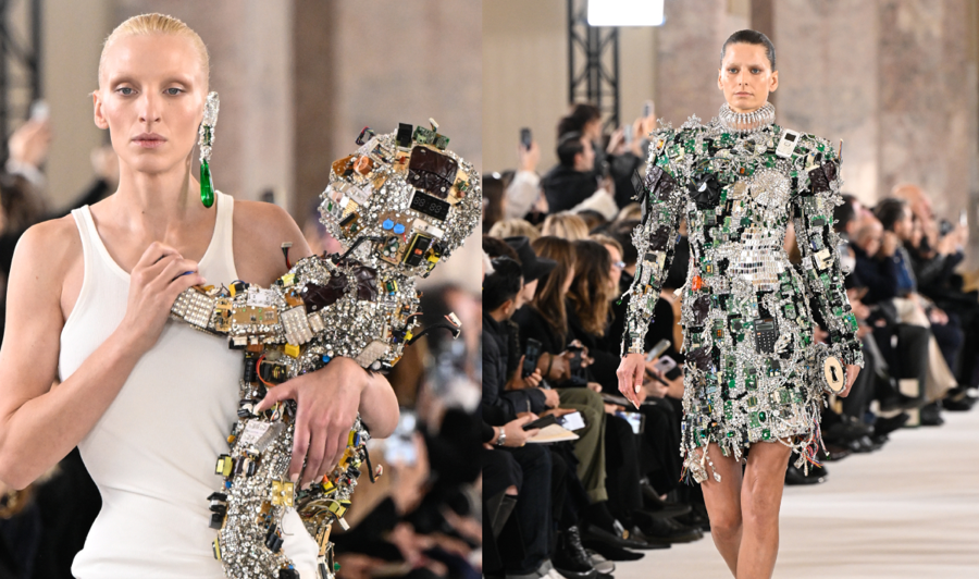 Bộ sưu tập Haute Couture của thương hiệu Schiaparelli như b&aacute;o trước về tương lai tr&agrave;n ngập AI của l&agrave;ng thời trang năm 2024.
