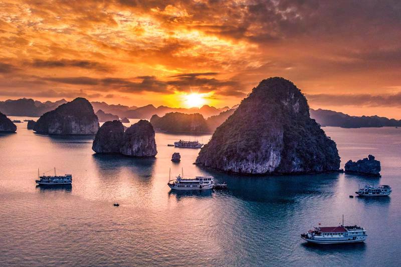 Ha Long Bay, a UNESCO World Heritage Site and a major tourist attraction in Quang Ninh province.