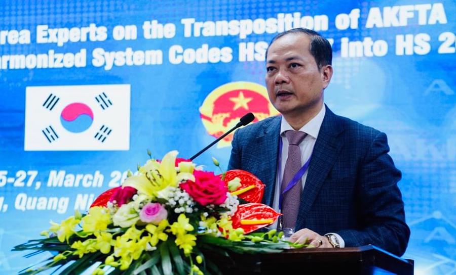 &Ocirc;ng Nguyễn Anh Sơn, Cục trưởng Cục xuất nhập khẩu, Bộ C&ocirc;ng Thương ,ph&aacute;t biểu tại hội nghị.