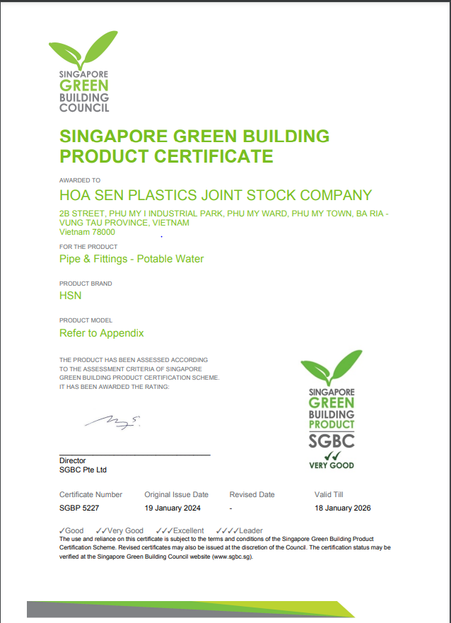 Chứng nhận &ldquo;Nh&atilde;n xanh&rdquo; &ndash; Green Building Product cho nh&oacute;m sản phẩm Ống nhựa PP-R.