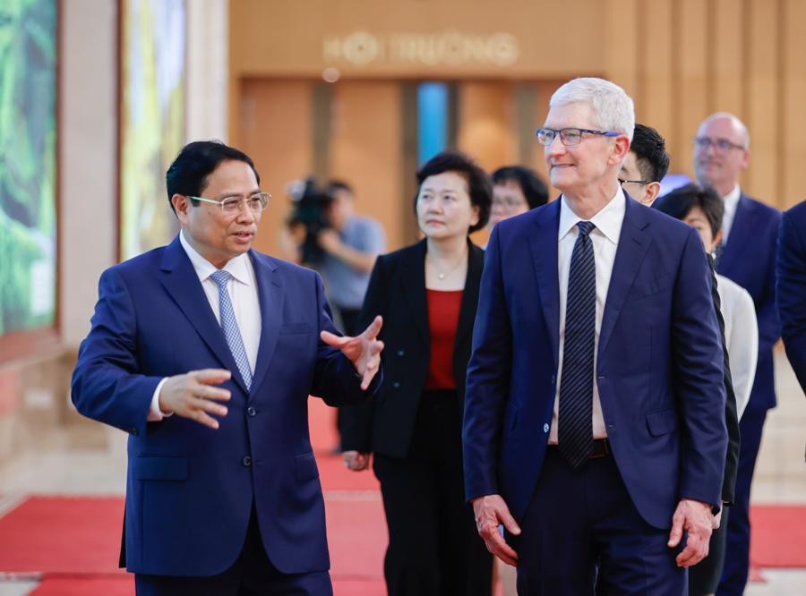 Thủ tướng Phạm Minh Chiacute;nh khẳng định Việt Nam vagrave; Apple đang coacute; dư địa hợp taacute;c lớn. Ảnh: chinhphu.vn