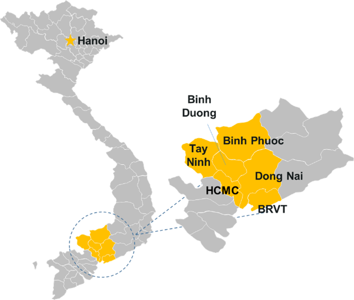 Vietnam's provinces in the Southeast. (Photo source: internet.)