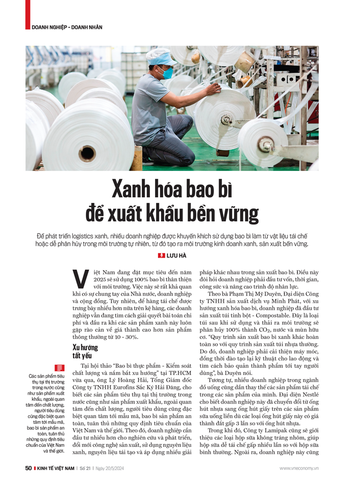 Xanh hóa bao bì để xuất khẩu bền vững - Ảnh 1