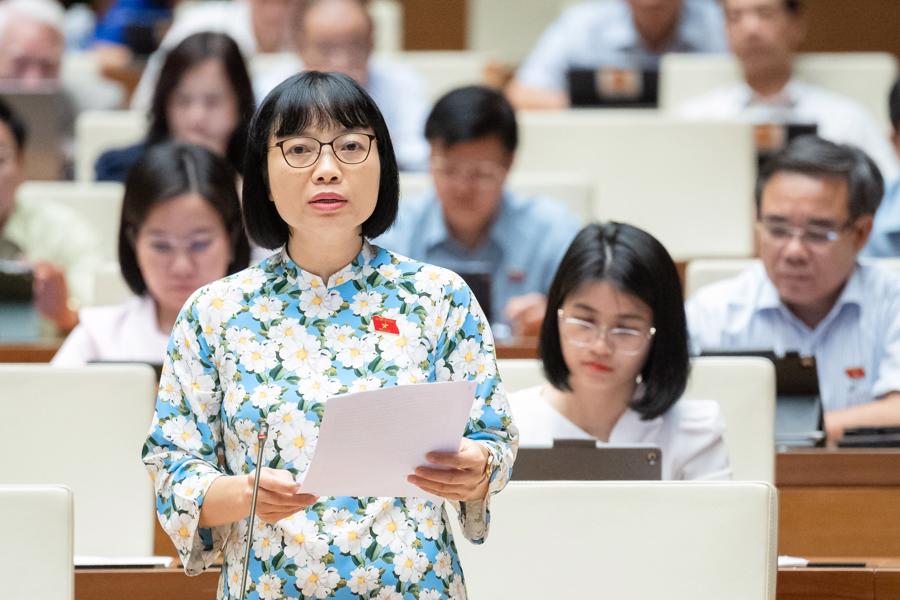 Đại biểu Nguyễn Thị Việt Nga, đo&agrave;n Hải Dương: C&acirc;n nhắc th&ecirc;m quy định về điều kiện hưởng bảo hiểm một lần.