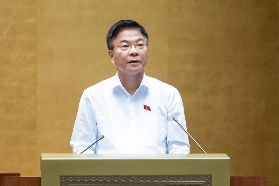 Phó Thủ tướng Chính phủ Lê Thành Long trình bày tờ trình.