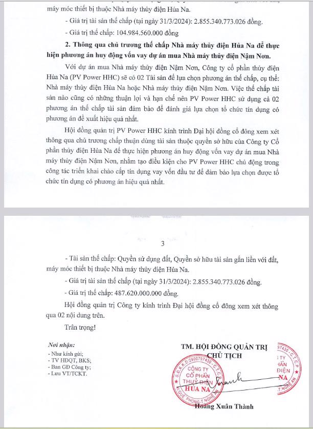 Thủy điện Hủa Na muốn mang nhà máy duy nhất đi thế chấp ngân hàng nhằm thâu tóm nhà máy mới - Ảnh 1