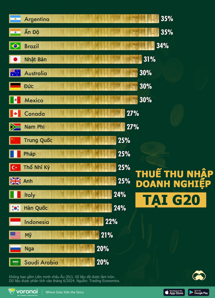 Thuế thu nhập doanh nghiệp tại các nước G20 - Ảnh 1
