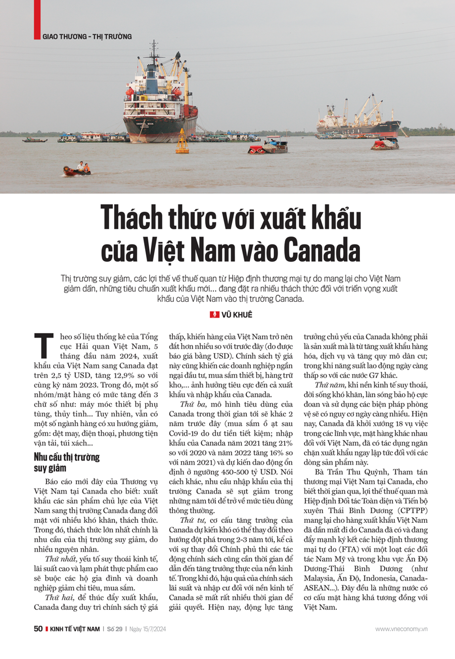 Thách thức lớn với xuất khẩu của Việt Nam vào Canada - Ảnh 1