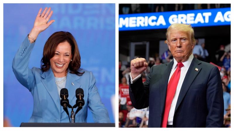 Ứng cử vi&ecirc;n Đảng D&acirc;n chủ Kamala Harris (tr&aacute;i) v&agrave; ứng cử vi&ecirc;n Đảng Cộng h&ograve;a Donald Trump (phải).