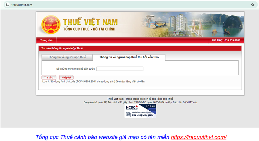 Cổng thông tin Tổng cục Thuế bị giả mạo  - Ảnh 1