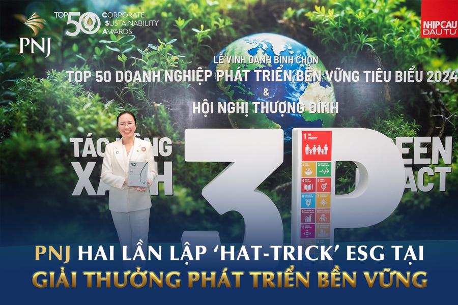 B&agrave; Trần Phương Ngọc Thảo - Ph&oacute; chủ tịch HĐQT ki&ecirc;m Chủ tịch Ủy ban ESG PNJ đại diện doanh nghiệp nhận giải thưởng. Ảnh: Kế Ch&acirc;u.