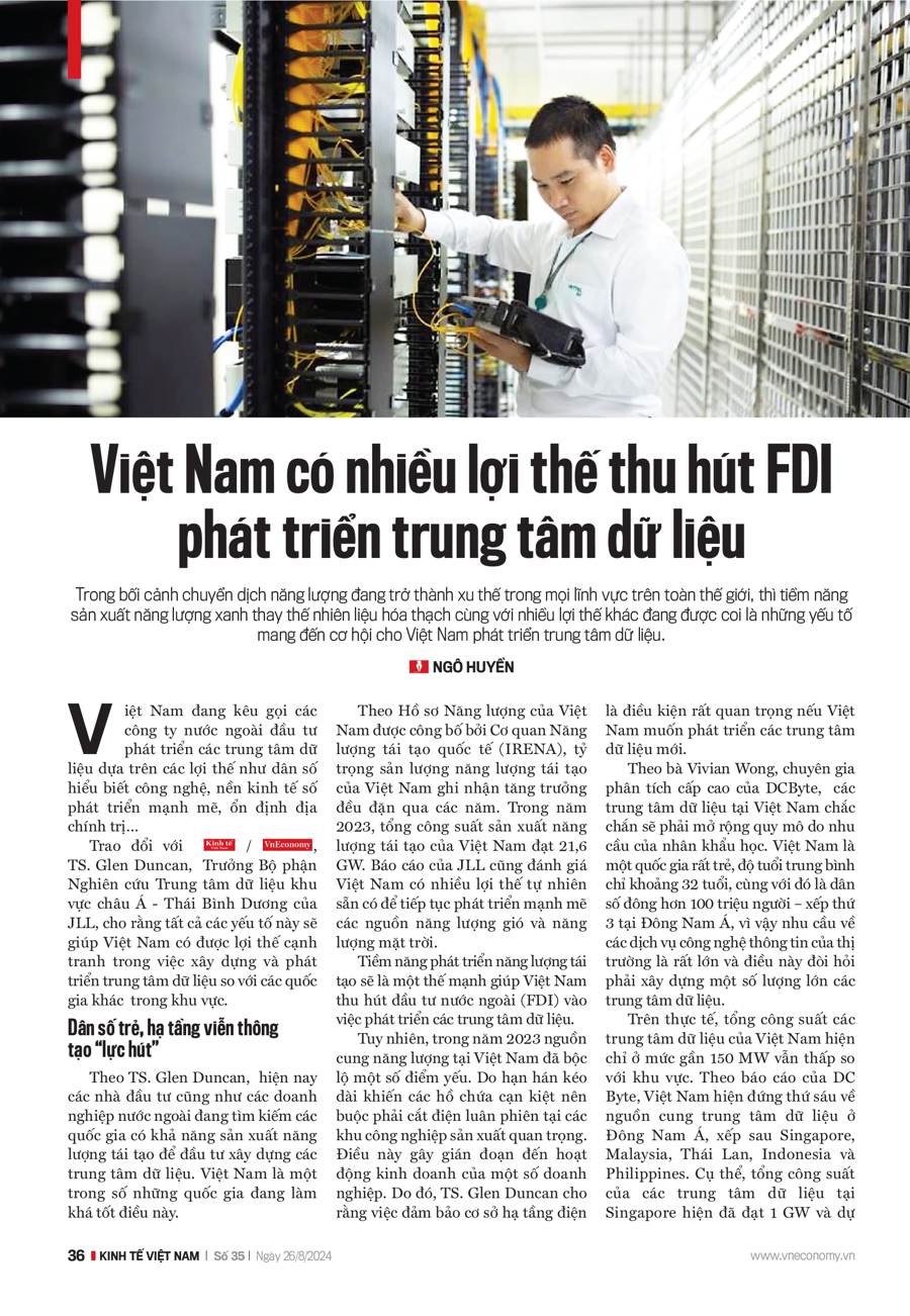 Việt Nam có nhiều lợi thế thu hút FDI phát triển trung tâm dữ liệu - Ảnh 1