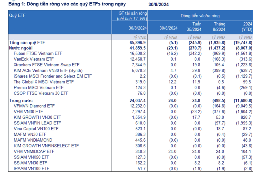 Tỷ giá hạ nhiệt, dòng vốn ETF ngay lập tức giảm rút ròng trong tháng 8  - Ảnh 1