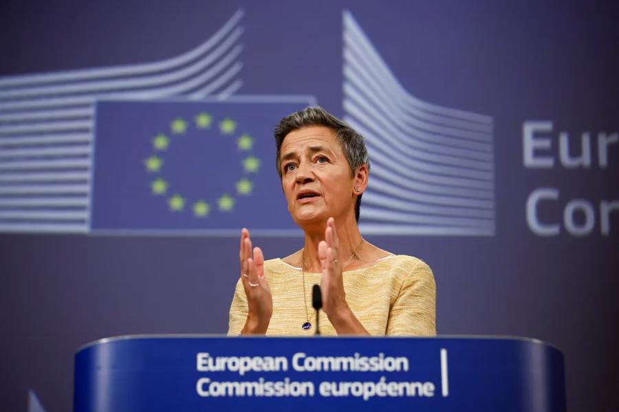 Gi&aacute;m đốc chống độc quyền Li&ecirc;n minh ch&acirc;u &Acirc;u Margrethe Vestager tổ chức họp b&aacute;o tại Brussels ng&agrave;y 10/9/2024.