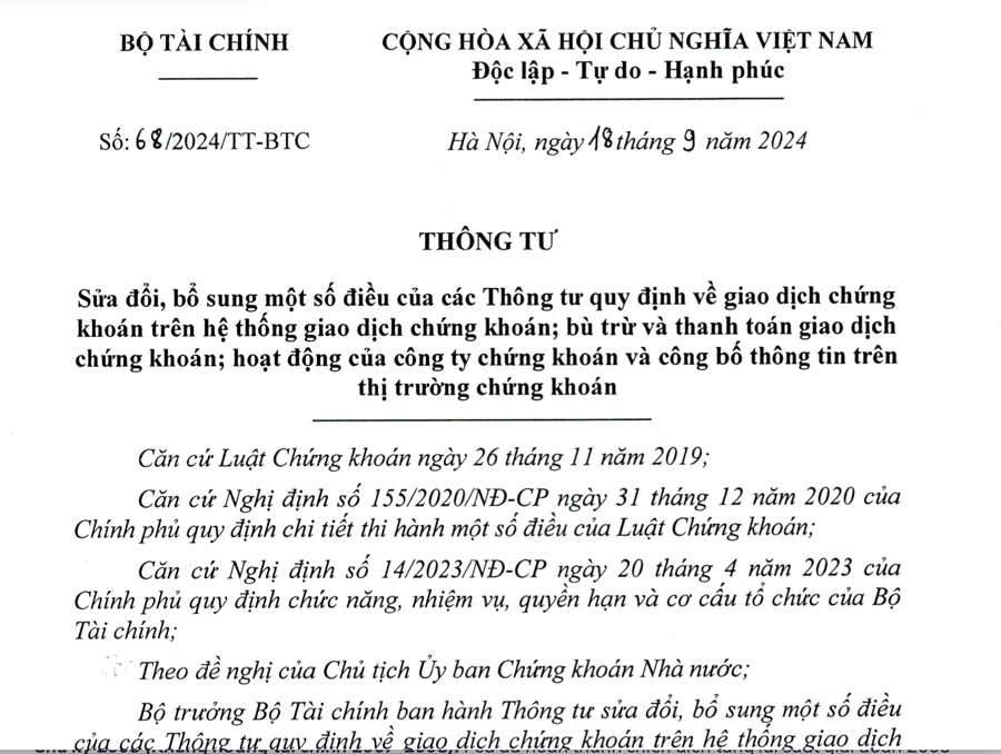 Bộ Tài chính ban hành thông tư quy định prefunding, nhà đầu tư tổ chức nước ngoài không cần ký quỹ 100%  - Ảnh 1