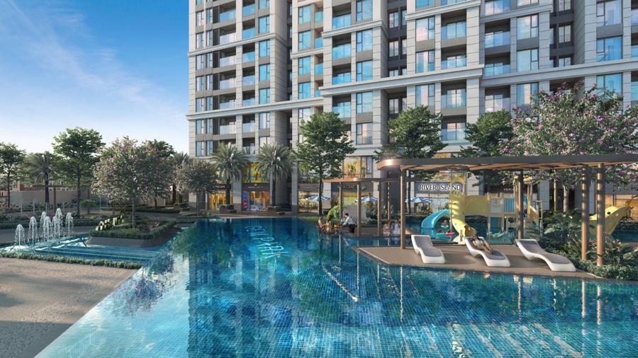 Hồ bơi rộng đến 500m2 là một trong những tiện ích đắt giá tại Gem Park, đem lại sự thư giãn cho cư dân mỗi khi trở về nhà. Nguồn: N.H.O.