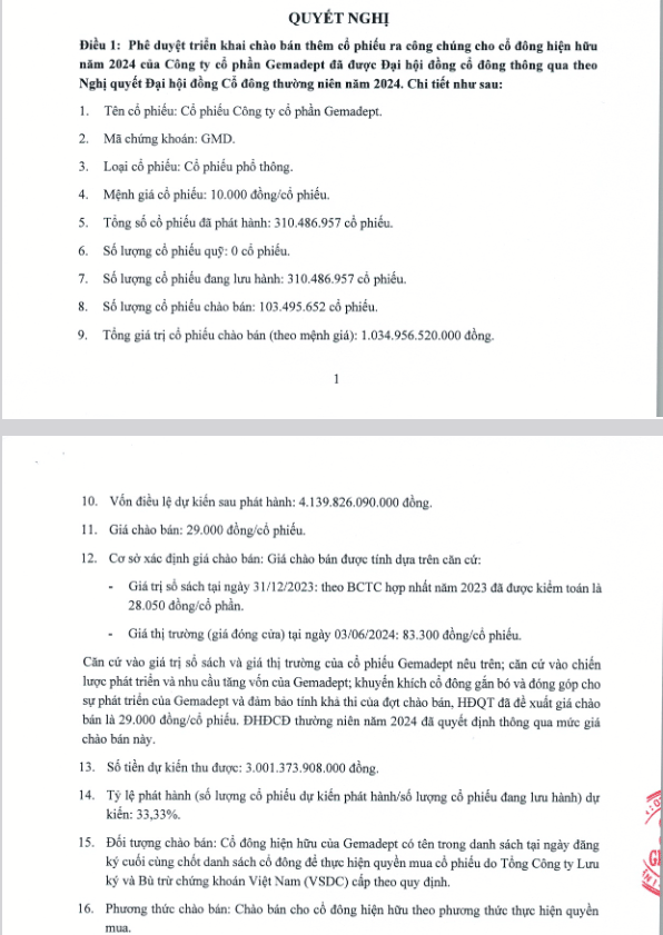 GMD được chấp thuận chào bán hơn 103 triệu cổ phiếu với giá thấp hơn 62% giá trị trường - Ảnh 1