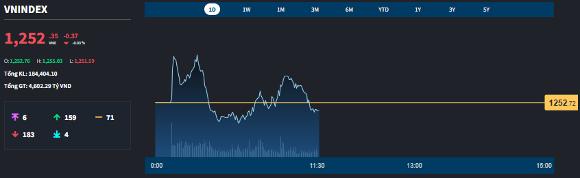 VN-Index giằng co quanh mốc 1250, thanh khoản tiếp tục “tìm đáy” - Ảnh 1
