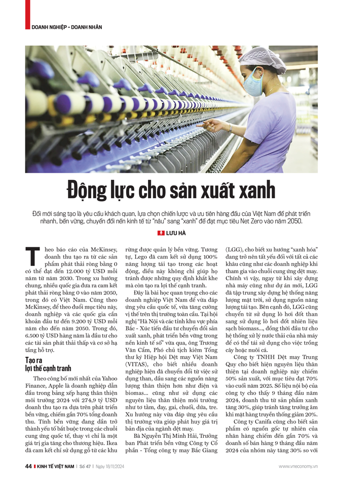 Động lực cho sản xuất xanh - Ảnh 1