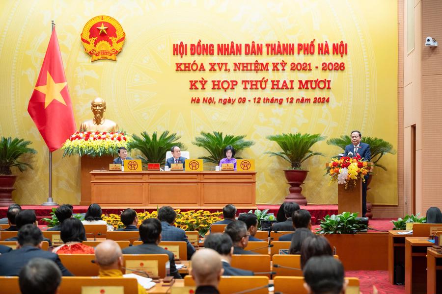 Kỳ họp thứ 20 Hội đồng nh&acirc;n d&acirc;n th&agrave;nh phố H&agrave; Nội kh&oacute;a XVI, nhiệm kỳ 2021 - 2026. Ảnh: Quốc hội.