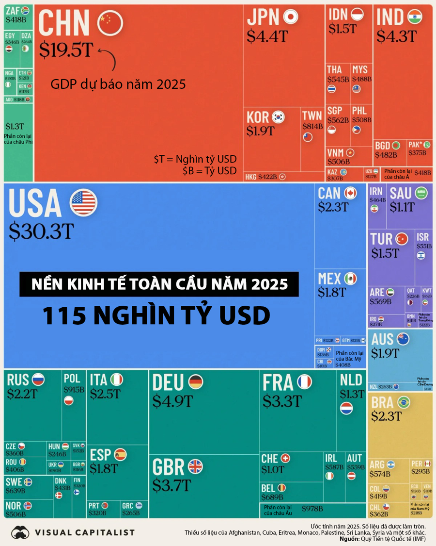 Dự báo quy mô nền kinh tế toàn cầu năm 2025, Việt Nam đứng thứ 33 - Ảnh 1