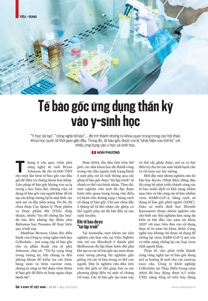 Tế bào gốc ứng dụng thần kỳ vào y-sinh học - Ảnh 1