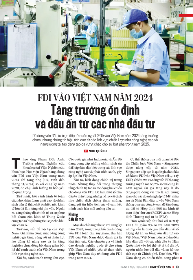 FDI vào Việt Nam năm 2024: Tăng trưởng ổn định và dấu ấn từ các nhà đầu tư - Ảnh 3