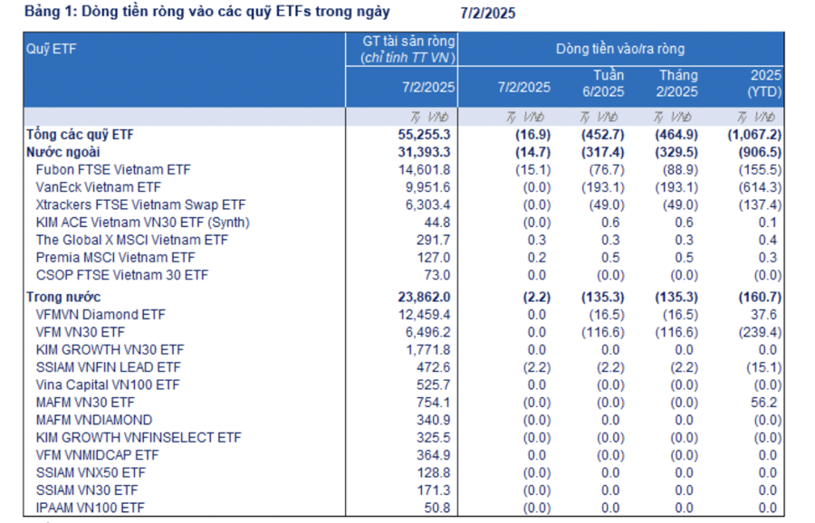 Chỉ trong hơn một tháng đầu năm 2025, các quỹ ETF đã rút ròng hơn 1.000 tỷ đồng - Ảnh 1