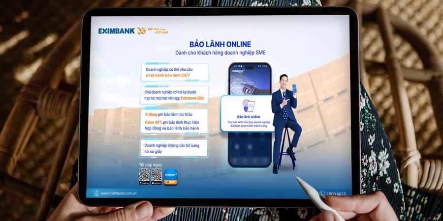 Chương tr&igrave;nh bảo l&atilde;nh doanh nghiệp online của Eximbank.