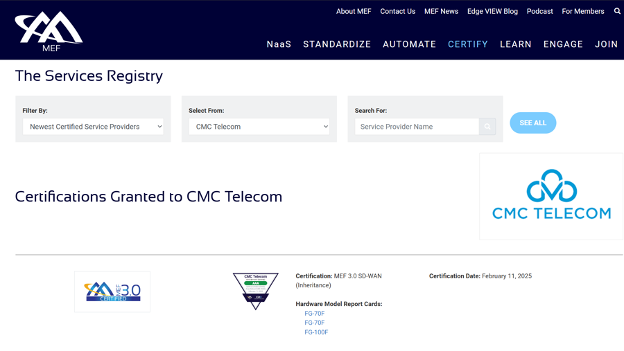 Chứng chỉ tao tai khoan 1xbet SASE SD-WAN 3.0 của CMC Telecom tr&ecirc;n website của tao tai khoan 1xbet.