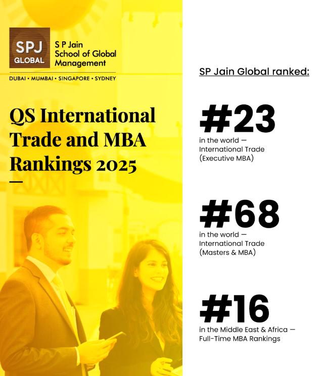 SP Jain Global đạt vị trí #23 toàn cầu trong Bảng xếp hạng QS Executive MBA 2025 - Ảnh 1