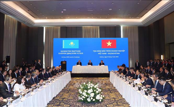 Tọa đàm bàn tròn doanh nghiệp Việt Nam - Kazakhstan. Ảnh: TTXVN.