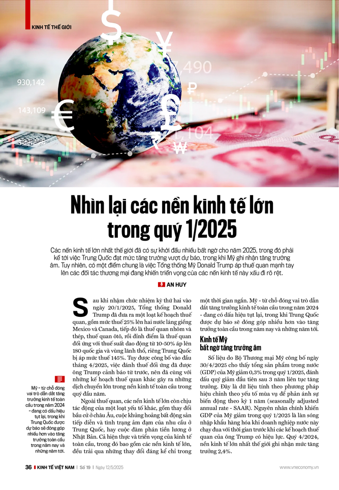 Nhìn lại các nền kinh tế lớn trong quý 1/2025 - Ảnh 1