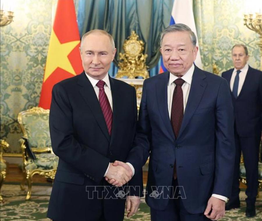 Tổng Bí thư Tô Lâm và Tổng thống Vladimir Putin - Ảnh: TTXVN.