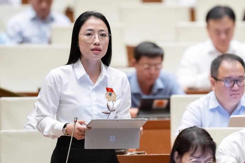 Đại biểu Trần Khánh Thu, đoàn Thái Bình, phát biểu ý kiến.