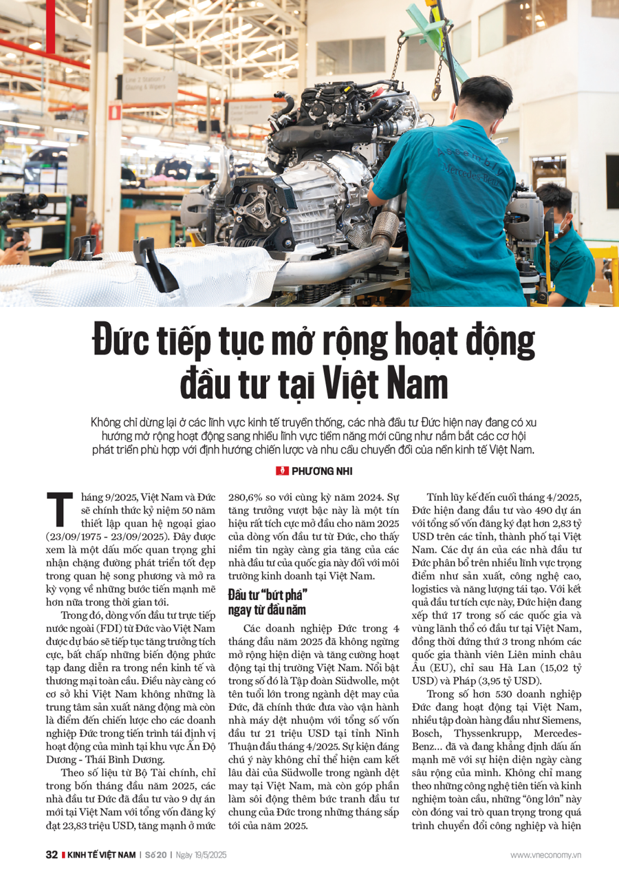 Đức tiếp tục mở rộng hoạt động đầu tư tại Việt Nam - Ảnh 1