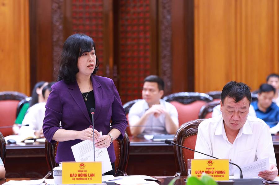 Bộ trưởng Bộ Y tế Đào Hồng Lan phát biểu tại buổi làm việc - Ảnh: VGP/Nhật Bắc